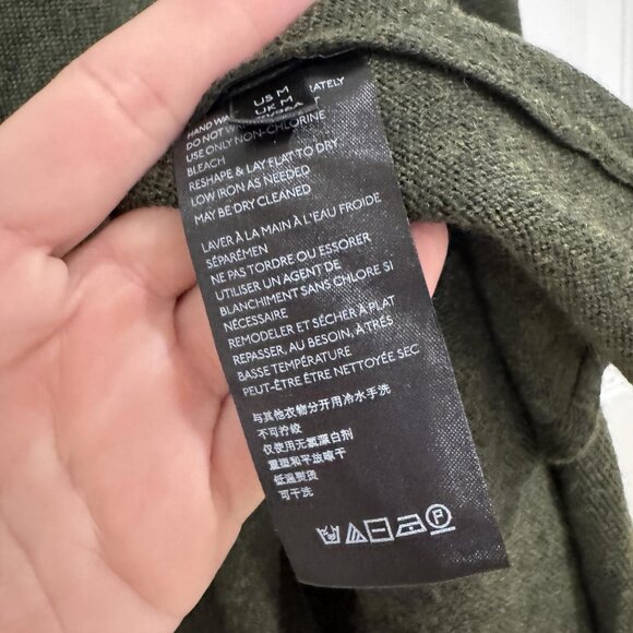 Anthropologie Dark Green Boxy Cropped Merino Wool Pullover Sweater Women’s M - Picture 6 of 11